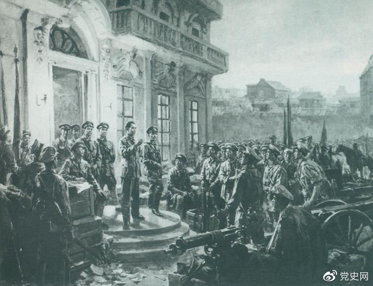 1927年8月1日，南昌起義爆發(fā),標(biāo)志著中國共產(chǎn)黨獨(dú)立領(lǐng)導(dǎo)革命戰(zhàn)爭、創(chuàng)建人民軍隊(duì)和武裝奪取政權(quán)的開端，開啟了中國革命新紀(jì)元。這是《八一起義》油畫。